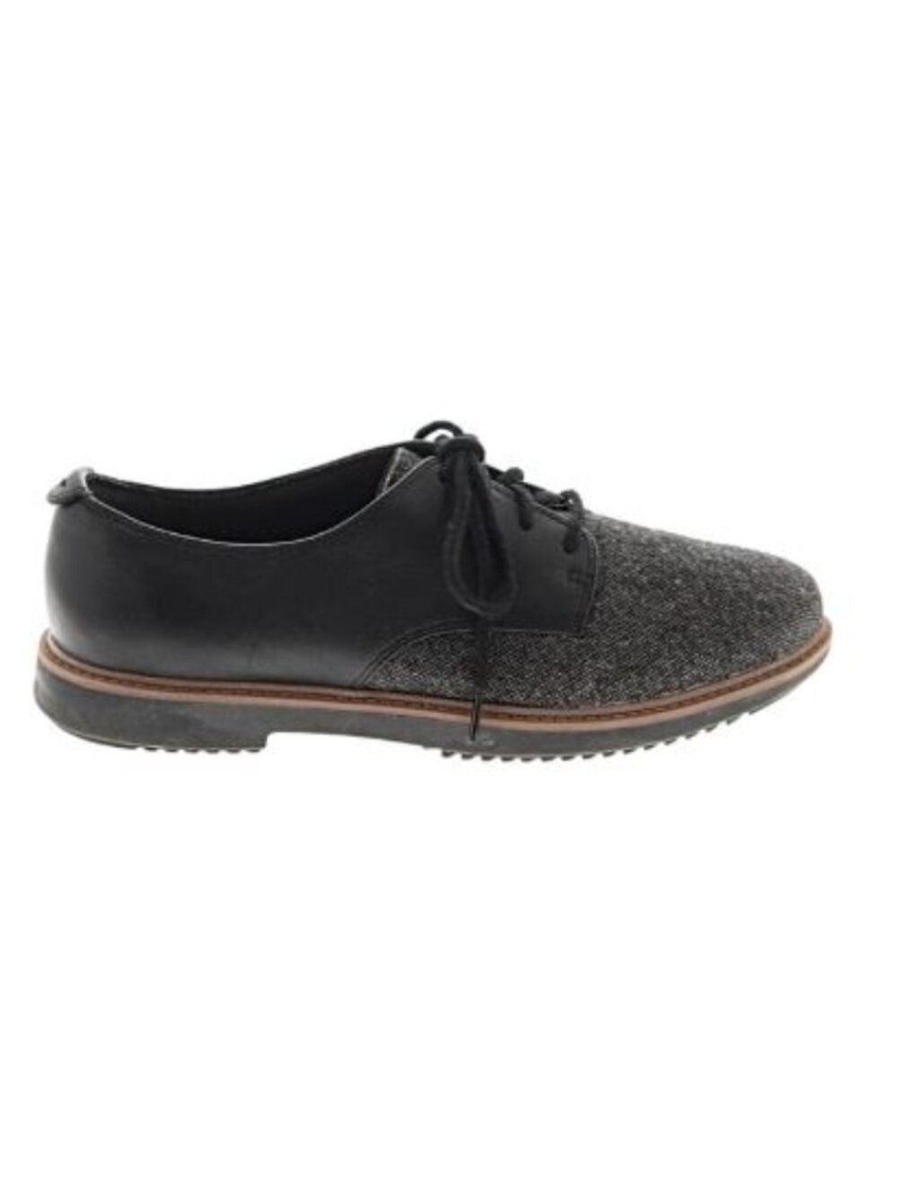 Clarks Collection Raisie Bloom Oxford Flats Loafers 6 Black Gray Tweed Academia